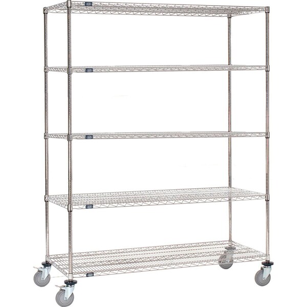 Nexel Chrome Wire Shelf Truck w/Brakes, 1200 lb. Capacity, 36inL x 24inW x 72inH 988127 - main